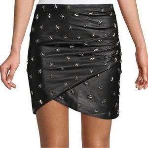 Alice + Olivia Black Leather Star Skirt
